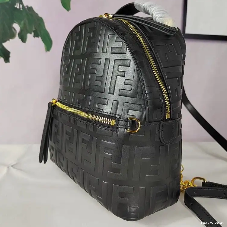 Affordable HOT Motif Leather Mini In Backpack Fendi FF Nappa Black 0324